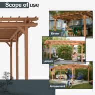 12 X 16 Outdoor Gazebo Wooden Grape Pergola For Climbing Plant Support, Garden, Terrace, Backyard, Deck, Brown - Image 7