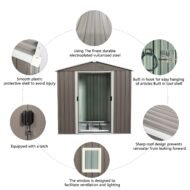 6ft X 5ft Outdoor Metal Storage Shed Gray With Window - Image 3