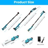 1Set Pole Mini Hedge Trimmer And Grass Shear Electric Cordless Handheld Hedge Trimmer With 90Degree Rotatable Head Telescopic Extension Pole Gloves Goggles 2Pcs 21V Batteries - Image 7