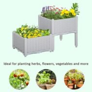 Outsunny 2 Piece Raised Garden Bed With Legs, Self-Watering Planter Box Raised Bed To Grow Flowers, Herbs  Vegetables, Gray - Image 3