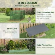 Galvanized Steel Planter Box With Crop Cage And Shade Cloth, Raised Garden Bed-Green - Image 3