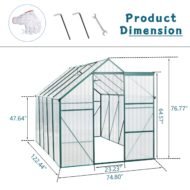 6X10FT Polycarbonate Greenhouse With Raised Base, Anchor, Heavy Duty Walk-in - Image 6