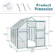 6X10FT Polycarbonate Greenhouse With Raised Base, Anchor, Heavy Duty Walk-in - Image 10