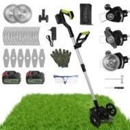 1Set 21V Electric Weed Edger Cordless String Trimmer With 2Pcs3000mAh Batteries 3.6-4.6FT Length 90 Degree Rotatable Angle Saw Blades Steel Blades String Blades Fedex Shipping - Image 3