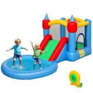 4 In 1 Inflatable Bounce House With Slide, Basketball Hoop, Ball Pit, 370W Blower, Storage Bag, 163 X 81 X 75