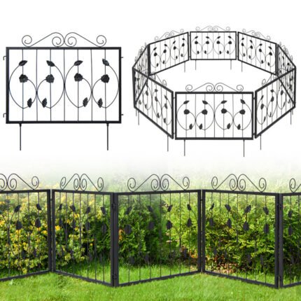 Decorative Garden Fence With 8 Panels Animal Barrier