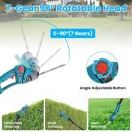 1Set Pole Mini Hedge Trimmer And Grass Shear Electric Cordless Handheld Hedge Trimmer With 90Degree Rotatable Head Telescopic Extension Pole Gloves Goggles 2Pcs 21V Batteries - Image 5