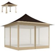12 X 12 Ft. Canopy Tent With Mesh Netting, Up Tent With Carry Bag For Garden, Patio, Brown - Image 3
