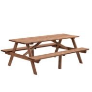 8 Person Brown Wooden Picnic Table, Outdoor Camping Dining Table With 2 Seats, Garden, DIY With 2 Built-in Benches, 2220lb Capacity - Image 8