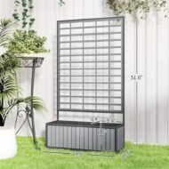 Wooden Raised Garden Bed With Trellis, Removable Pots-Gray - Image 6