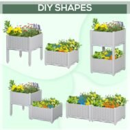 Outsunny 2 Piece Raised Garden Bed With Legs, Self-Watering Planter Box Raised Bed To Grow Flowers, Herbs  Vegetables, Gray - Image 7