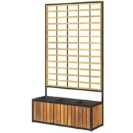 Wooden Raised Garden Bed With Trellis, Removable Pots For Backyard-Teak - Image 2