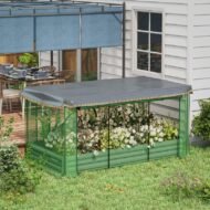 Galvanized Steel Planter Box With Crop Cage And Shade Cloth, Raised Garden Bed-Green - Image 5