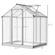 4 L X 6 W Walk-In Polycarbonate Greenhouse With Roof Vent, Outdoor Greenhouse For Winter, Clear - Image 2