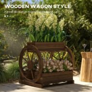 Wooden Wagon Planter Box, 3-Tier Raised Garden Bed, For Vegetables Flowers Herbs - Image 7