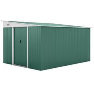 Outsunny Garden Metal Storage Shed Outdoor Metal Tool House With Double Sliding Doors And 2 Air Vents, 11.3x9.2ft, Green - Image 2