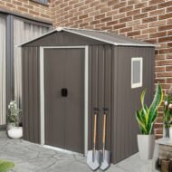 6ft X 5ft Outdoor Metal Storage Shed Gray With Window - Image 4