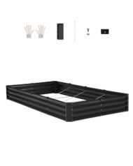Metal Raised Garden Bed 8x4x1 Ft Outdoor Galvanized Planter Box Dark Gray - Image 3