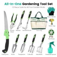 13Pcs Garden Tool Set Aluminum Alloy Gardening Hand Tools Starter Kit With Garden Bag Heavy Duty Outdoor Hand Tools With Non-Slip Ergonomic Handle For Plant Gardening - Image 9
