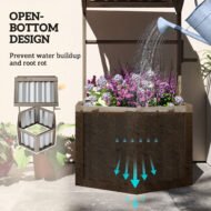 Wooden Wishing Well Planter, Raised Garden Bed With Galvanized Canopy, Hexagon Raised Flower Bed For Garden, Light Gray - Image 8