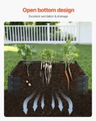 Metal Raised Garden Bed 8x4x1 Ft Outdoor Galvanized Planter Box Dark Gray - Image 5