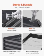 Metal Raised Garden Bed 8x4x1 Ft Outdoor Galvanized Planter Box Dark Gray - Image 6