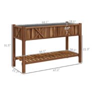 Raised Garden Bed, 47 X 22 X 31.5 In Elevated Wood Planter Box With Storage Shelf, Drainage Holes And Liner, Carbonized - Image 5