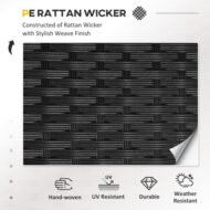 Outsunny 8 Pieces PE Rattan Corner Sofa Set With Thick Cushions, Aluminium Outdoor Rattan Garden Furniture Set With Glass Top Table, No Assembly Required, Black - Image 3