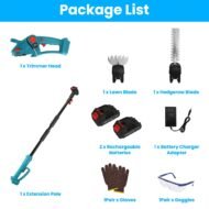 1Set Pole Mini Hedge Trimmer And Grass Shear Electric Cordless Handheld Hedge Trimmer With 90Degree Rotatable Head Telescopic Extension Pole Gloves Goggles 2Pcs 21V Batteries - Image 6