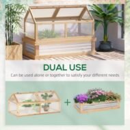 Outsunny Raised Garden Bed With Polycarbonate Greenhouse, Wooden Garden Cold Frame Greenhouse, Flower Planter Protection, 48 X 24 X 32, Natural - Image 2