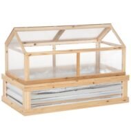 Outsunny Raised Garden Bed With Polycarbonate Greenhouse, Wooden Garden Cold Frame Greenhouse, Flower Planter Protection, 48 X 24 X 32, Natural - Image 5