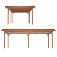 12 X 16 Outdoor Gazebo Wooden Grape Pergola For Climbing Plant Support, Garden, Terrace, Backyard, Deck, Brown - Image 3