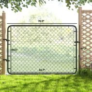 Garden Gate Chain Link Fence Gate, Galvanized Steel Garden Door For Yard Entrance Way, 47.2 X 70.9 In., Black - Image 5