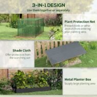 Galvanized Steel Planter Box With Crop Cage And Shade Cloth, Raised Garden Bed For Flowers, Veggies And Herbs, Gray - Image 3