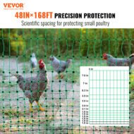 VEVOR Electric Fence Netting, 48inH X 168in L, PE Net Fencing Kit With Posts & Double-Spiked Stakes, Utility Portable Mesh For Chickens, Ducks, Geese, Rabbits, Used In Backyards, Farms, And Ranches