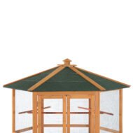 69 Large Wooden Bird Aviary Hexagonal Outdoor Aviary Flight Bird Cage With Covered Roof, Brown - Image 5
