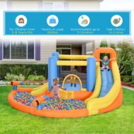 Kids Inflatable Water Slide 5-in-1 Bounce House Water Park Jumping Castle With Water Pool, Slide, Climbing Walls & 450W Air Blower - Image 7