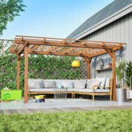12 X 10 FT Outdoor Wood Pergola, Wooden Grape Pergola For Climbing Plant Support For Garden, Patio, Backyard, Deck, Brown - Image 7