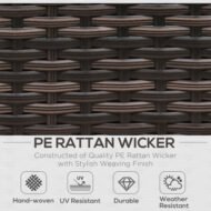 Outsunny 8 Pieces PE Rattan Corner Sofa Set With Thick Cushions, Aluminium Outdoor Rattan Garden Furniture Set With Glass Top Table, No Assembly Required, Mixed Brown - Image 6