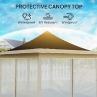 12 X 12 Ft. Canopy Tent With Mesh Netting, Up Tent With Carry Bag For Garden, Patio, Brown - Image 4