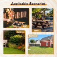 8 Person Brown Wooden Picnic Table, Outdoor Camping Dining Table With 2 Seats, Garden, DIY With 2 Built-in Benches, 2220lb Capacity - Image 6