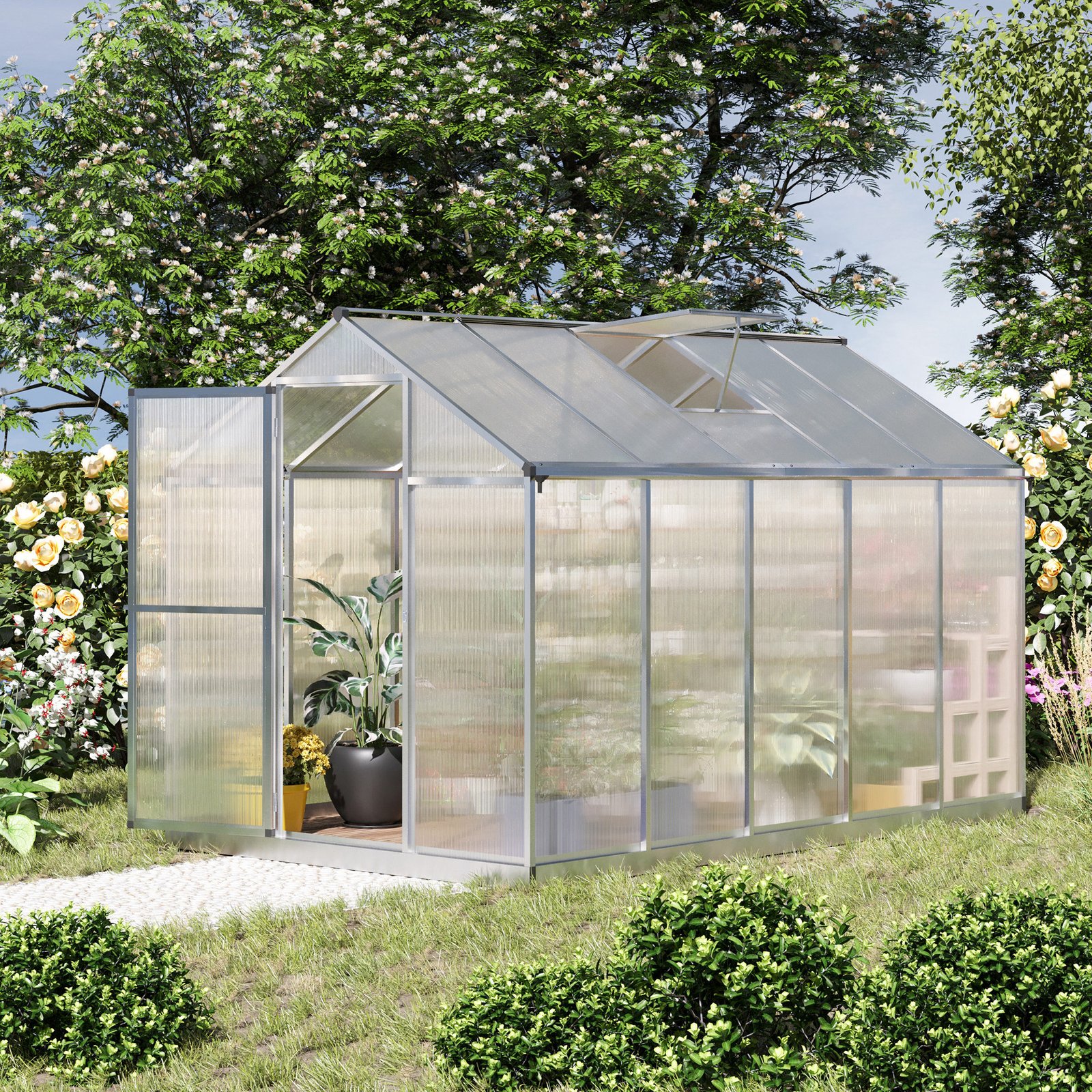 835a933c-5a5e-4708-bf3c-79a289fd2cec.jpg Greenhouse For Winter, 10' L X 6' W Walk-In Polycarbonate Greenhouse - Image 1