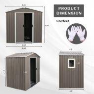 6ft X 5ft Outdoor Metal Storage Shed Gray With Window - Image 6