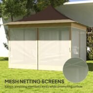 12 X 12 Ft. Canopy Tent With Mesh Netting, Up Tent With Carry Bag For Garden, Patio, Brown - Image 5
