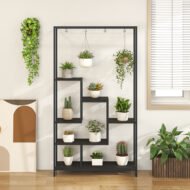 6-Tier Tall Plant Stand 71 Inch Metal Indoor Plant Shelf With 10 Hanging Hooks - Image 3