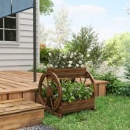 Wooden Wagon Planter Box, 3-Tier Raised Garden Bed, For Vegetables Flowers Herbs - Image 6