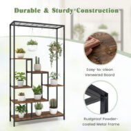 6-Tier Tall Plant Stand 71 Inch Metal Indoor Plant Shelf With 10 Hanging Hooks - Image 8