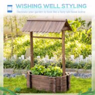 Wishing Well Planter, Wooden Raised Garden Bed, Ornamental Outdoor Flower Planter For Outdoor Garden - Image 3