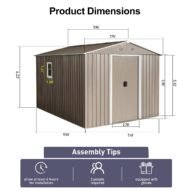 10ft X 8ft Outdoor Metal Storage Shed With Metal Floor Base,with Window,Grey - Image 8
