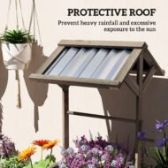 Wooden Wishing Well Planter, Raised Garden Bed With Galvanized Canopy, Hexagon Raised Flower Bed For Garden, Light Gray - Image 7